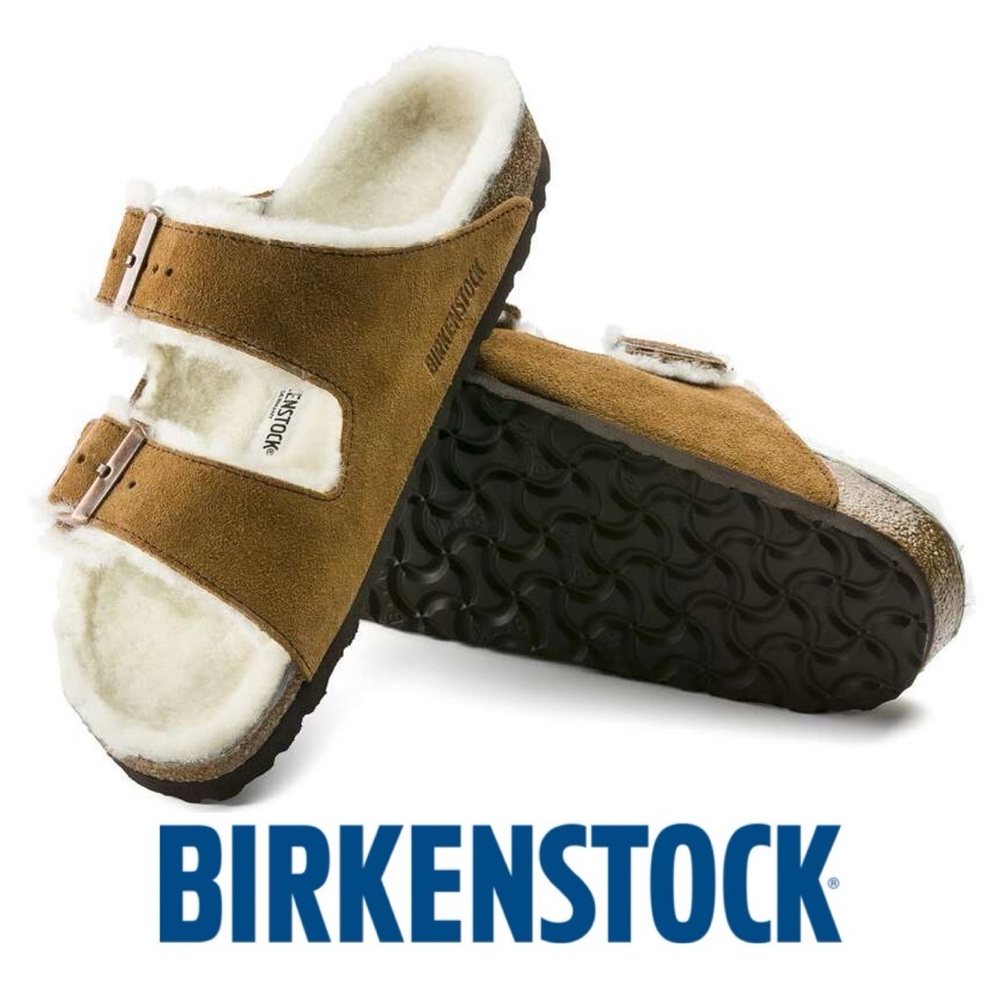 Birkenstock Brown Shearling Sandals 38
